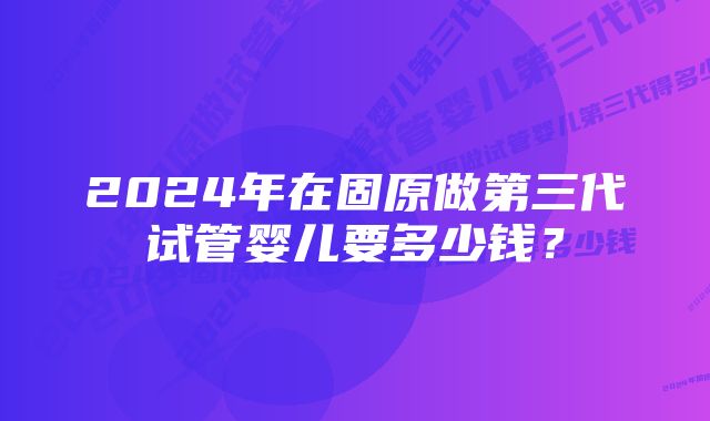 2024年在固原做第三代试管婴儿要多少钱？