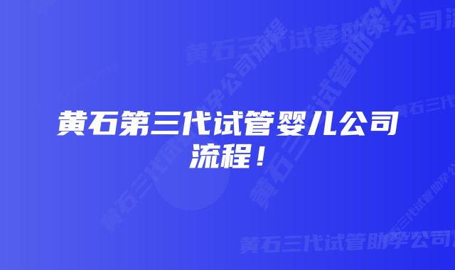 黄石第三代试管婴儿公司流程！