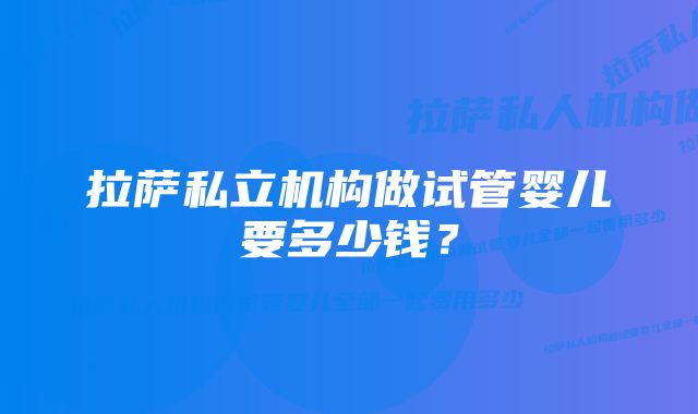 拉萨私立机构做试管婴儿要多少钱？