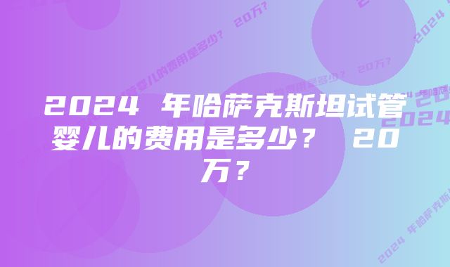 2024 年哈萨克斯坦试管婴儿的费用是多少？ 20万？