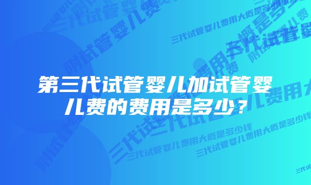 第三代试管婴儿加试管婴儿费的费用是多少？