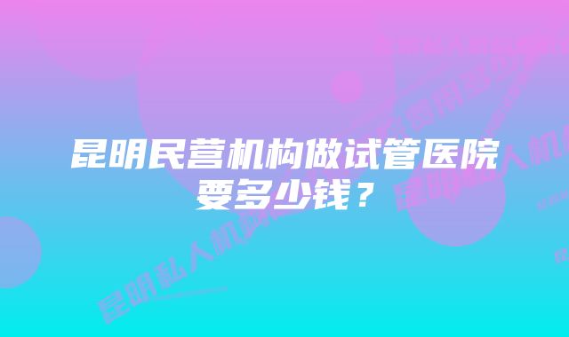 昆明民营机构做试管医院要多少钱？