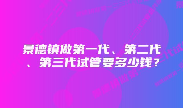 景德镇做第一代、第二代、第三代试管要多少钱？