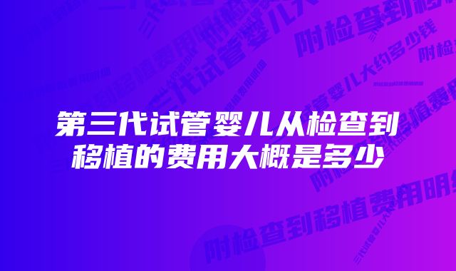 第三代试管婴儿从检查到移植的费用大概是多少