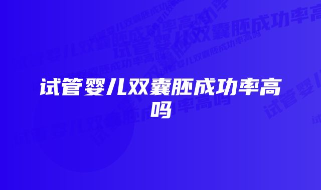 试管婴儿双囊胚成功率高吗