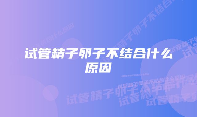 试管精子卵子不结合什么原因