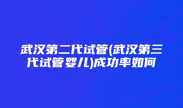 武汉第二代试管(武汉第三代试管婴儿)成功率如何