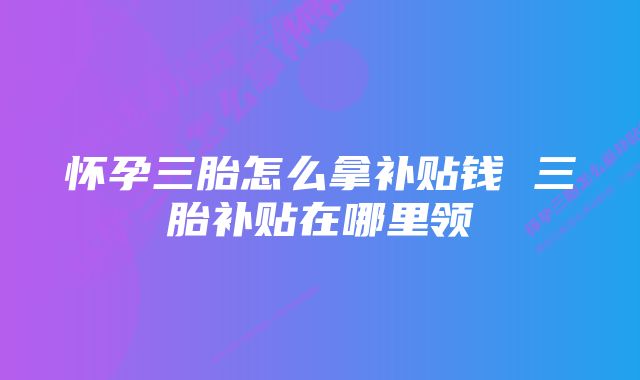 怀孕三胎怎么拿补贴钱 三胎补贴在哪里领