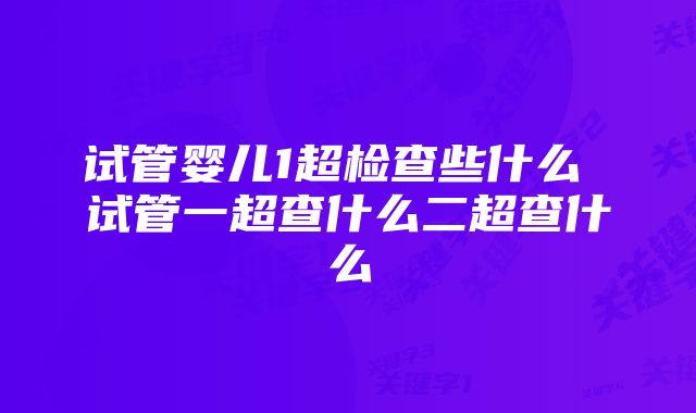 试管婴儿1超检查些什么 试管一超查什么二超查什么