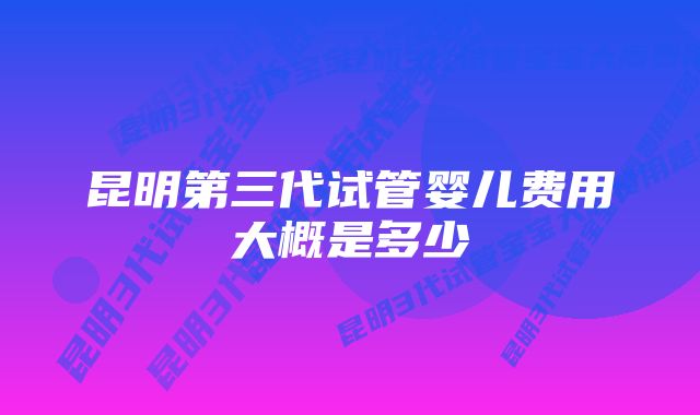 昆明第三代试管婴儿费用大概是多少