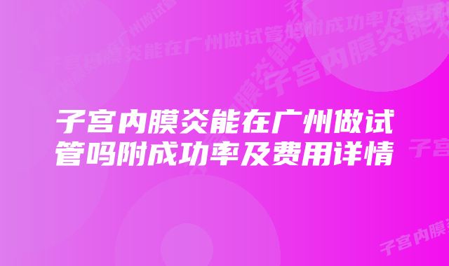 子宫内膜炎能在广州做试管吗附成功率及费用详情