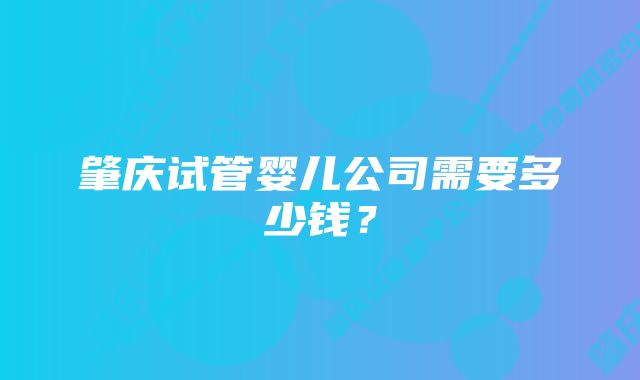 肇庆试管婴儿公司需要多少钱？