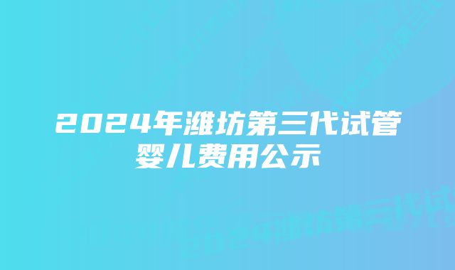 2024年潍坊第三代试管婴儿费用公示