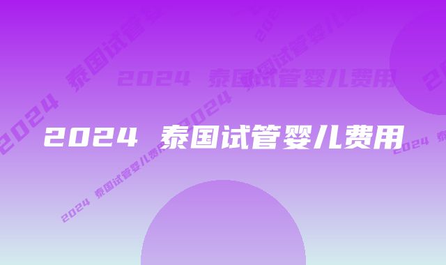 2024 泰国试管婴儿费用