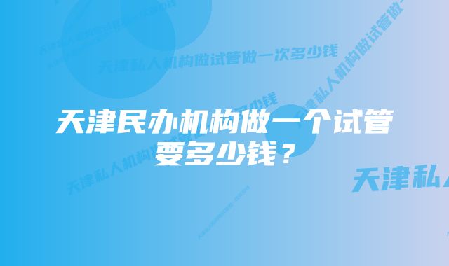 天津民办机构做一个试管要多少钱？