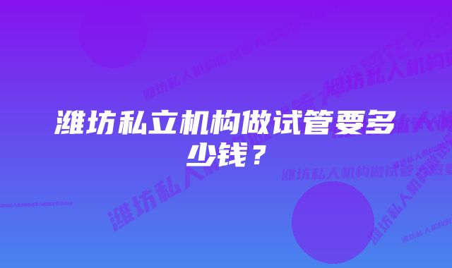 潍坊私立机构做试管要多少钱？