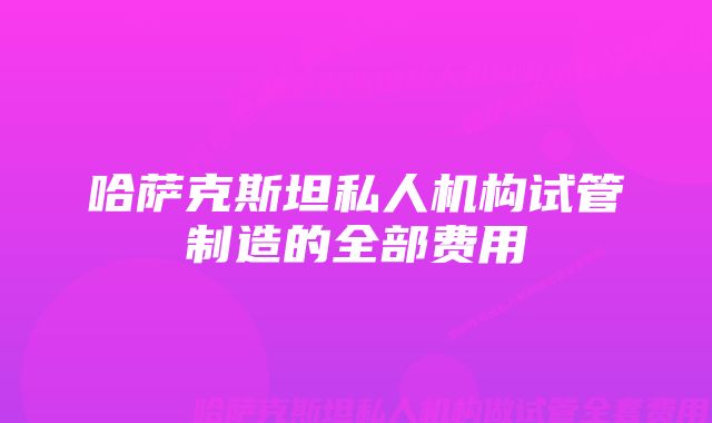 哈萨克斯坦私人机构试管制造的全部费用