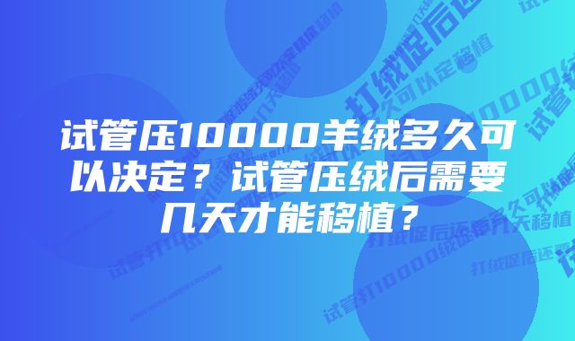 试管压10000羊绒多久可以决定？试管压绒后需要几天才能移植？