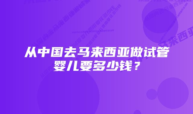 从中国去马来西亚做试管婴儿要多少钱？