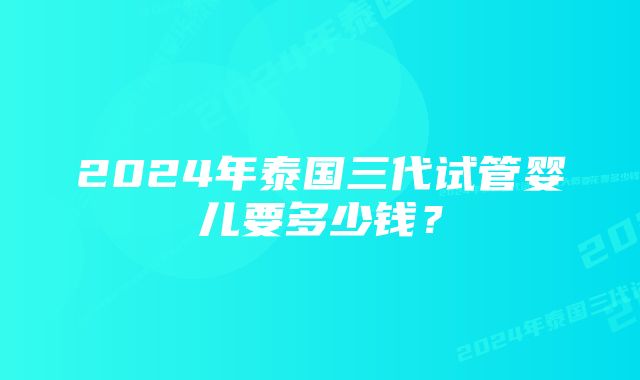 2024年泰国三代试管婴儿要多少钱？