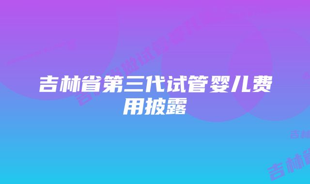 吉林省第三代试管婴儿费用披露