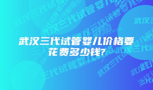 武汉三代试管婴儿价格要花费多少钱?