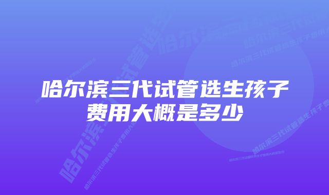 哈尔滨三代试管选生孩子费用大概是多少