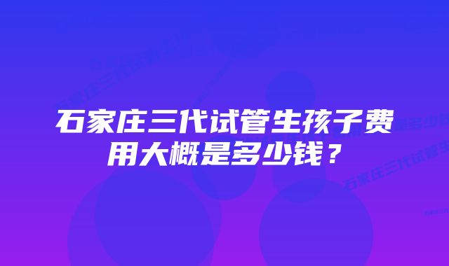 石家庄三代试管生孩子费用大概是多少钱？