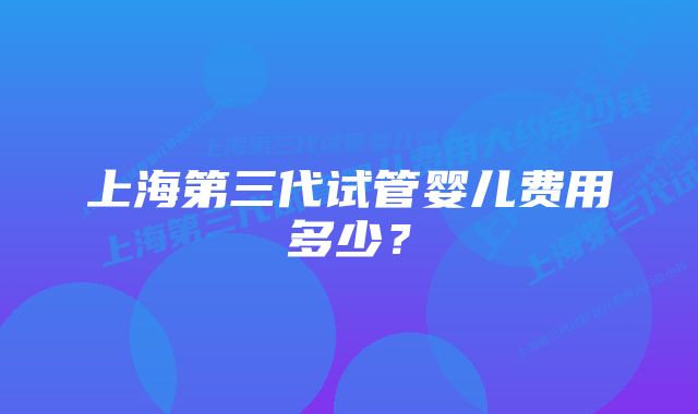 上海第三代试管婴儿费用多少？