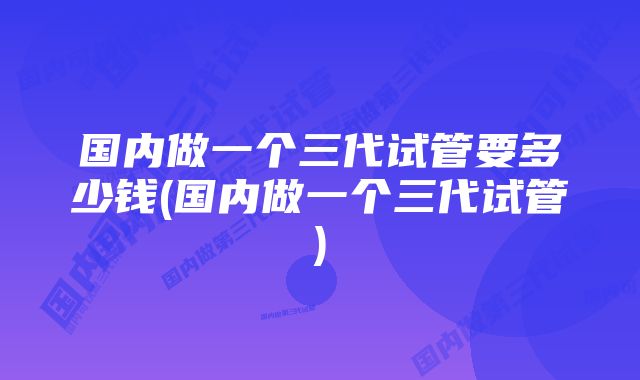 国内做一个三代试管要多少钱(国内做一个三代试管)