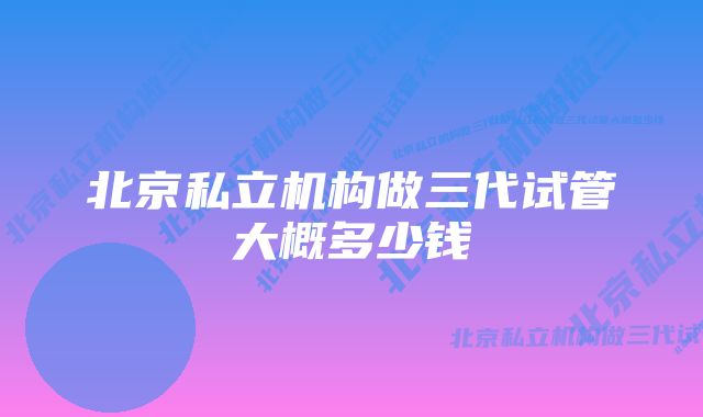 北京私立机构做三代试管大概多少钱