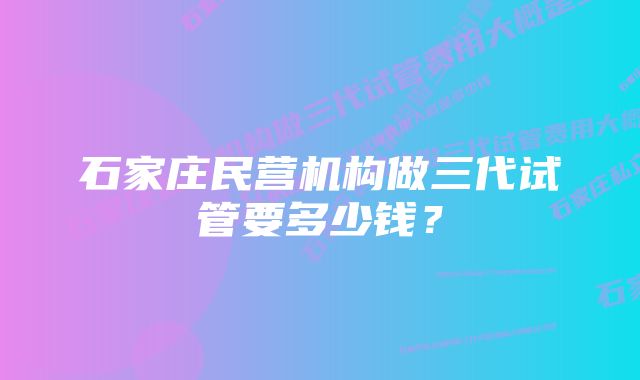 石家庄民营机构做三代试管要多少钱？