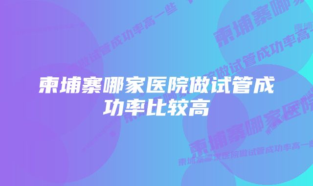 柬埔寨哪家医院做试管成功率比较高