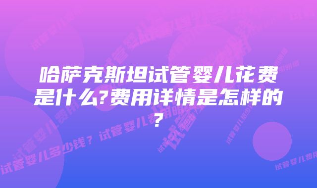 哈萨克斯坦试管婴儿花费是什么?费用详情是怎样的?