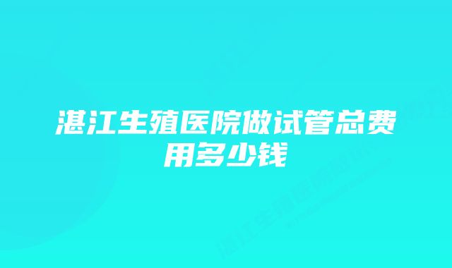 湛江生殖医院做试管总费用多少钱