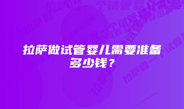 拉萨做试管婴儿需要准备多少钱？