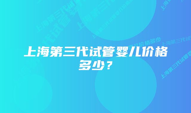 上海第三代试管婴儿价格多少？