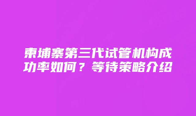 柬埔寨第三代试管机构成功率如何？等待策略介绍