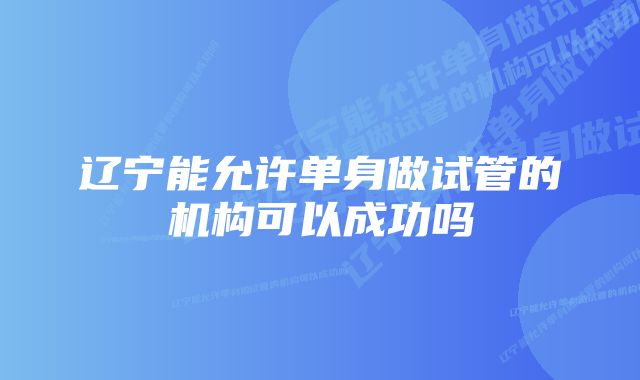 辽宁能允许单身做试管的机构可以成功吗