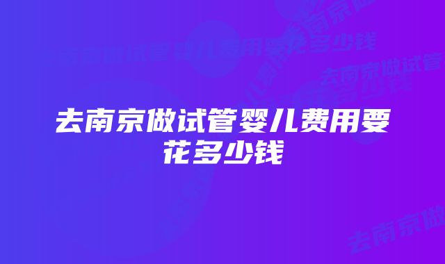 去南京做试管婴儿费用要花多少钱