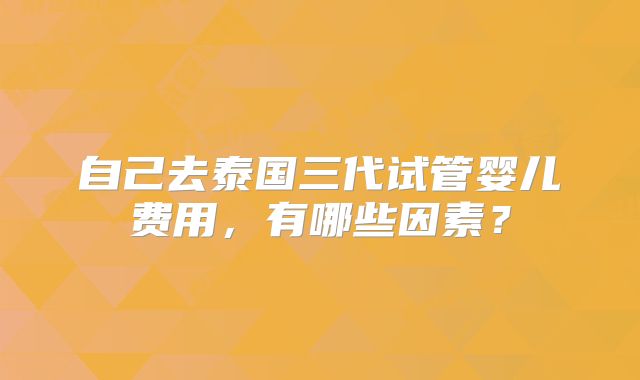 自己去泰国三代试管婴儿费用，有哪些因素？