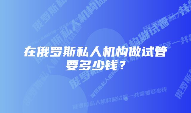 在俄罗斯私人机构做试管要多少钱？