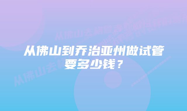 从佛山到乔治亚州做试管要多少钱？