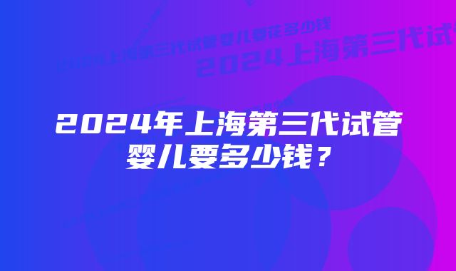 2024年上海第三代试管婴儿要多少钱？