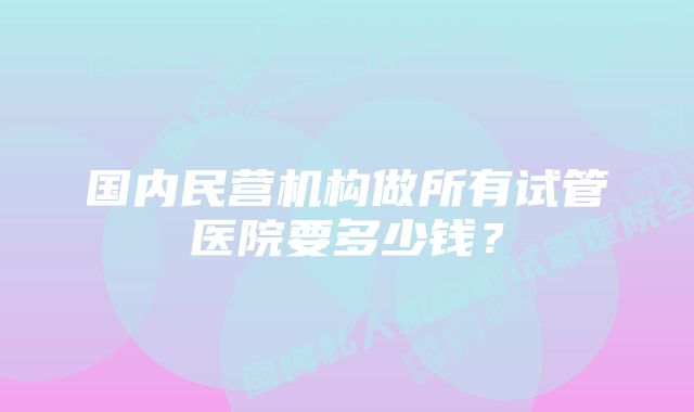 国内民营机构做所有试管医院要多少钱？