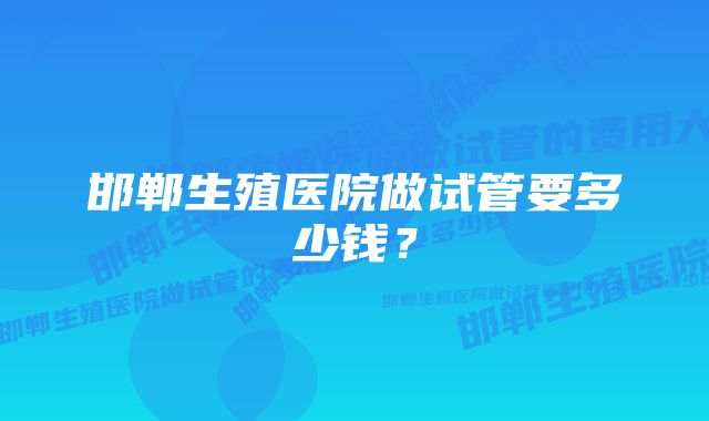 邯郸生殖医院做试管要多少钱？