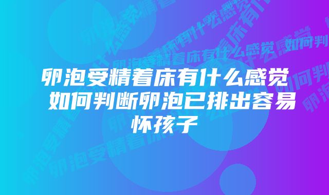 卵泡受精着床有什么感觉 如何判断卵泡已排出容易怀孩子