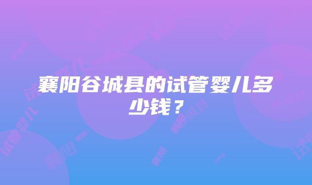 襄阳谷城县的试管婴儿多少钱？