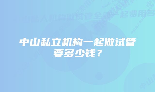 中山私立机构一起做试管要多少钱？