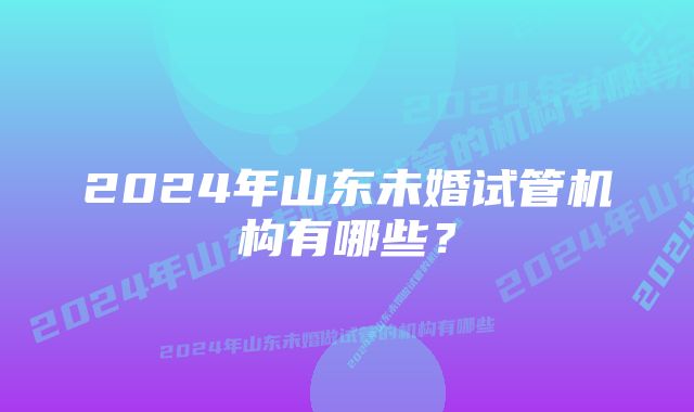 2024年山东未婚试管机构有哪些？